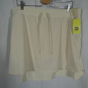 NWT All In Motion XXL Ivory Mid-Rise Skort Elastic Waist Pockets UPF 50+
